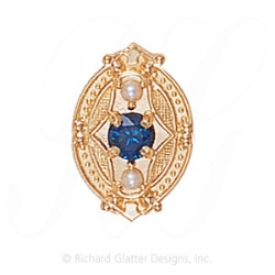 GS449 BT/PL - 14 Karat Gold Slide with Blue Topaz center and Pearl accents 